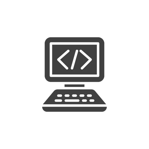 Programování Kódování Vektorové Ikony Vyplněný Plochý Znak Pro Mobilní Koncept — Stockový vektor