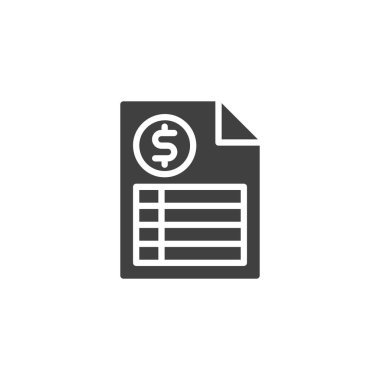 Mali rapor vektör simgesi. Mobil konsept ve web tasarımı için düz tabela. Vergi formu sembolü. Sembol, logo çizimi. Vektör grafikleri