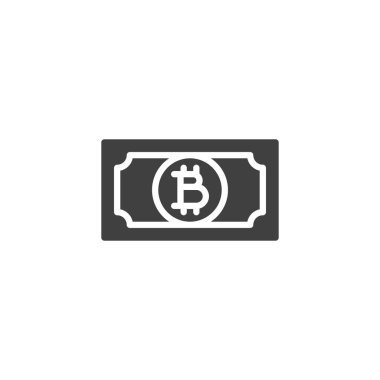 Bitcoin ödeme vektör simgesi. Mobil konsept ve web tasarımı için düz tabela. Bitcoin şifreleme simgesi simgesi. Sembol, logo çizimi. Vektör grafikleri