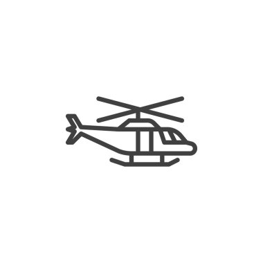 Helikopter hattı simgesi. Mobil konsept ve web tasarımı için doğrusal biçim işareti. Helikopter ana hatları vektör simgesi. Sembol, logo çizimi. Vektör grafikleri
