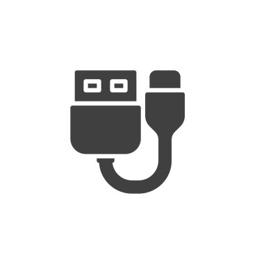Kablo vektör simgesi yükleniyor. Mobil konsept ve web tasarımı için düz tabela. USB kablo kablosu simgesi. Sembol, logo çizimi. Vektör grafikleri