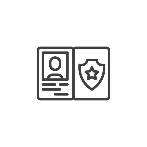 警长警徽线图标 官员Id文档线性风格标志 用于移动概念和网页设计 警察身份证上的矢量图标 标识插图 矢量图形 — 图库矢量图片
