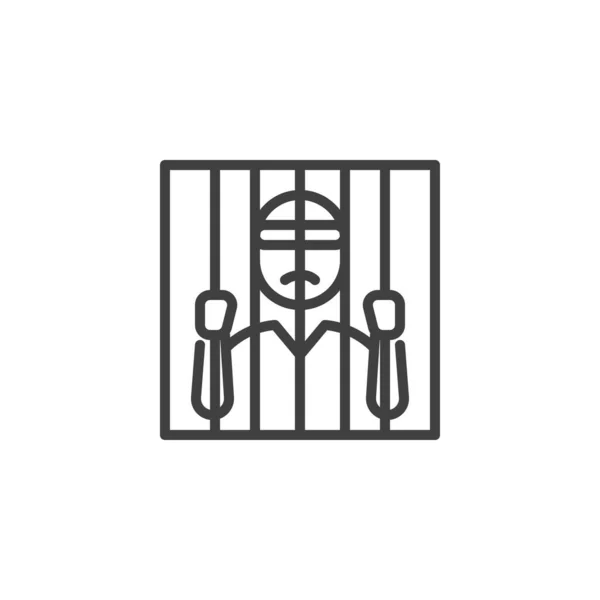 囚犯在监狱里的线图标 移动概念和网页设计的线性风格标志 逮捕监狱轮廓矢量图标 标识插图 矢量图形 — 图库矢量图片