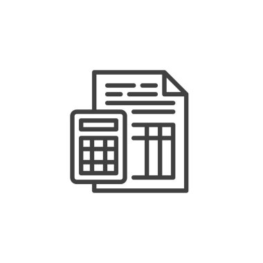 Mali beyan çizgisi ikonu. Mobil konsept ve web tasarımı için doğrusal biçim işareti. Mali muhasebe raporu vektör ikonunu özetliyor. Sembol, logo çizimi. Vektör grafikleri