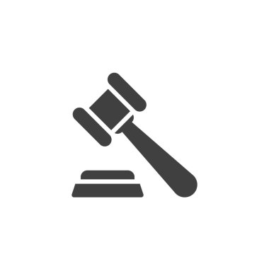 Yargıç Tokmak vektör ikonu. Mobil konsept ve web tasarımı için düz tabela. Law gavel glyph ikonu. Sembol, logo çizimi. Vektör grafikleri