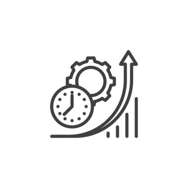 Üretkenlik çizgisi simgesi. Mobil konsept ve web tasarımı için doğrusal biçim işareti. Zaman yönetimi ana hatları vektör simgesi. Sembol, logo çizimi. Vektör grafikleri