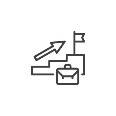 Kariyer geliştirme çizgisi simgesi. Mobil konsept ve web tasarımı için doğrusal biçim işareti. Kariyer büyüme ana hatları vektör simgesi. Sembol, logo çizimi. Vektör grafikleri