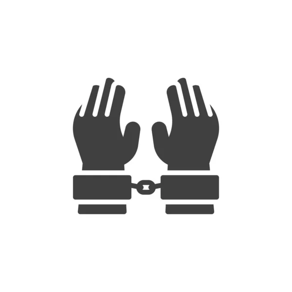 Hands Handcuffs Vector Icon Filled Flat Sign Mobile Concept Web — Stock Vector