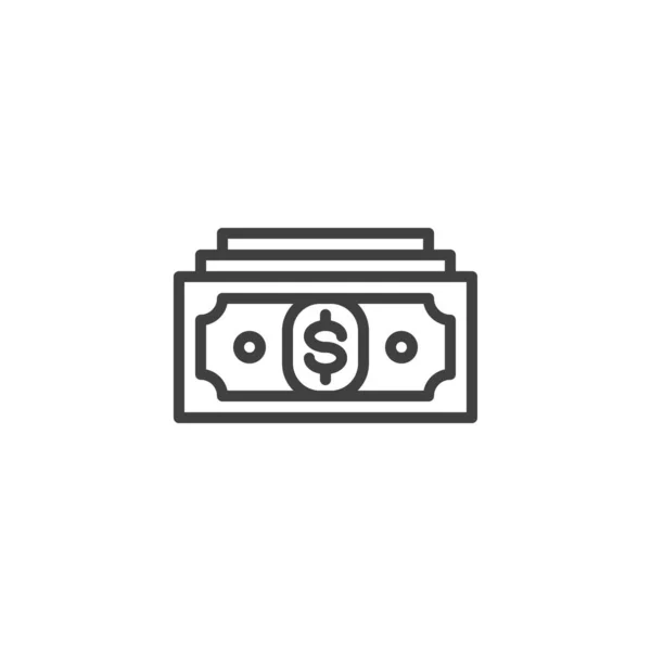 Dollar Money Bill Line Icoon Lineair Stijlteken Voor Mobiel Concept — Stockvector