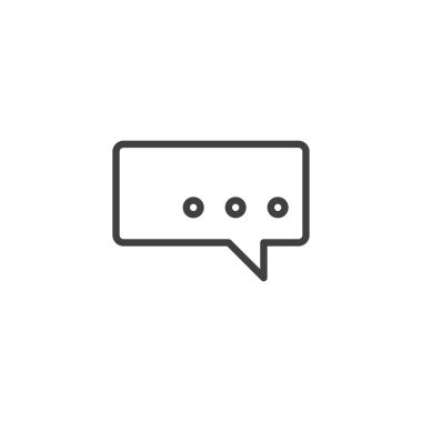 Sohbet mesaj satırı simgesi. Mobil konsept ve web tasarımı için konuşma balonu doğrusal işareti. Açıklama ana hat vektör simgesi yazılıyor. Sembol, logo çizimi. Vektör grafikleri