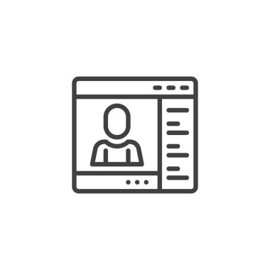 Pencere çizgisi simgesi kullan. Mobil konsept ve web tasarımı için doğrusal biçim işareti. Çevrimiçi iletişim ana hatları vektör simgesi. Sembol, logo çizimi. Vektör grafikleri