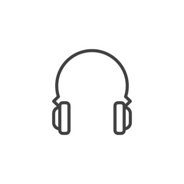 Kulaklık hattı ikonu. Mobil konsept ve web tasarımı için doğrusal biçim işareti. Kablosuz kulaklıklar ana hatlı vektör simgesi. Sembol, logo çizimi. Vektör grafikleri