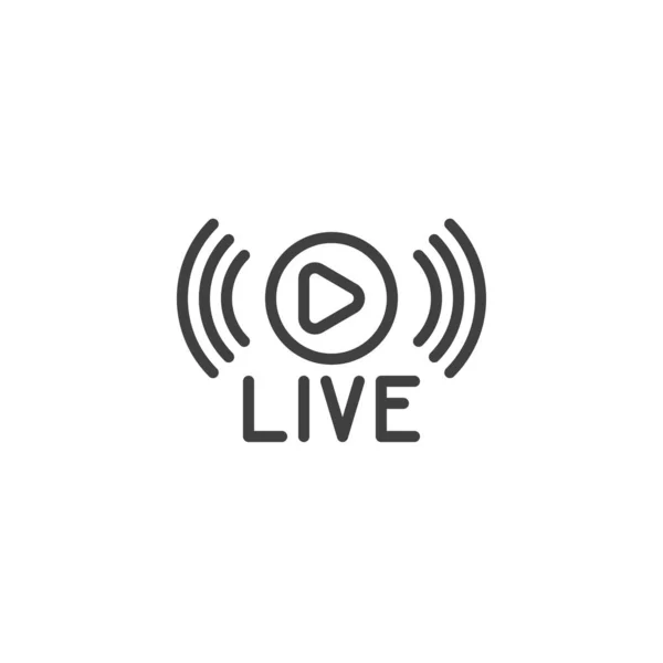 Icona Della Linea Live Streaming Segno Stile Lineare Concetto Mobile — Vettoriale Stock