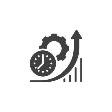 Üretkenlik vektör simgesi. Mobil konsept ve web tasarımı için düz tabela. Zaman yönetimi sembol simgesi. Sembol, logo çizimi. Vektör grafikleri