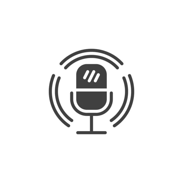 Podcast Μικρόφωνο Διάνυσμα Εικονίδιο Γεμισμένο Επίπεδο Σήμα Για Την Έννοια — Διανυσματικό Αρχείο
