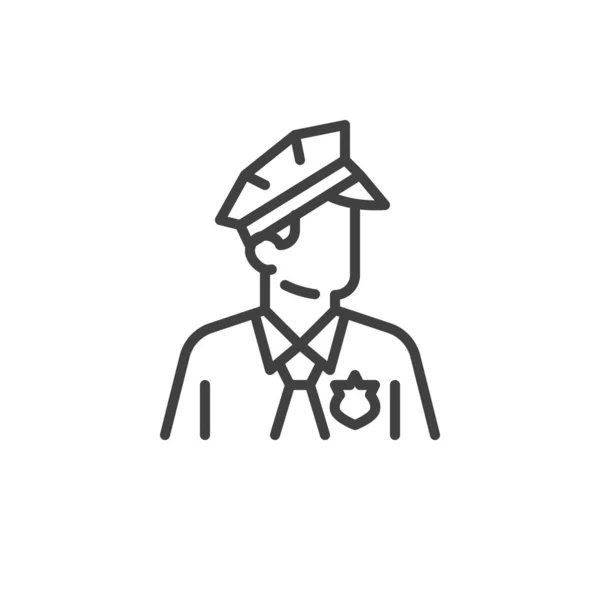 警察官のライン アイコン モバイルコンセプトとウェブデザインのためのリニアスタイルのサイン 警察官アバターの輪郭ベクトルアイコン シンボル ロゴイラスト ベクトルグラフィックス — ストックベクタ