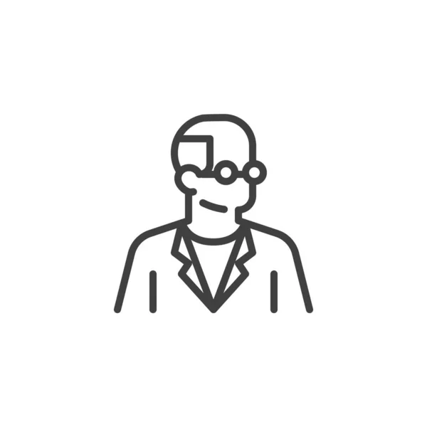 Иконка Линии Аватара Ученого Знак Стиля Мобильной Концепции Веб Дизайна — стоковый вектор