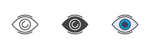 Eye Видят Другой Набор Иконок Стиля Строка Глиф Заполненный Контур — стоковый вектор