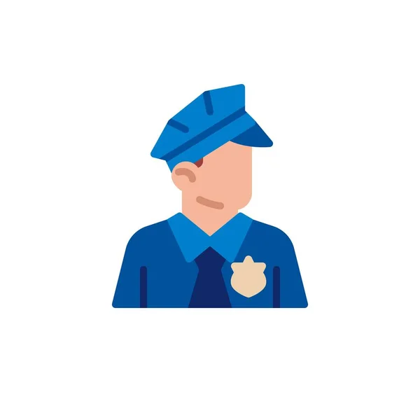 Icône Plate Policier Signe Vectoriel Pictogramme Coloré Avatar Policier Isolé — Image vectorielle