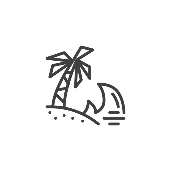 Icona Della Linea Palm Tree Island Segno Stile Lineare Concetto — Vettoriale Stock