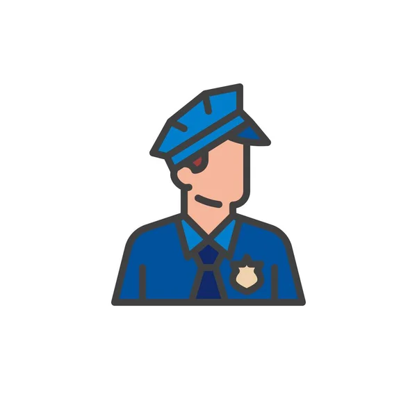 Поліцейський Заповнив Значок Контуру Лінійний Векторний Знак Аватар Поліцейського Лінійно — стоковий вектор