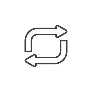 Düğme çizgisi simgesini tekrarla. Mobil konsept ve web tasarımı için doğrusal biçim işareti. Okları tekrar et. Çizgi vektör simgesi. Sembol, logo çizimi. Vektör grafikleri