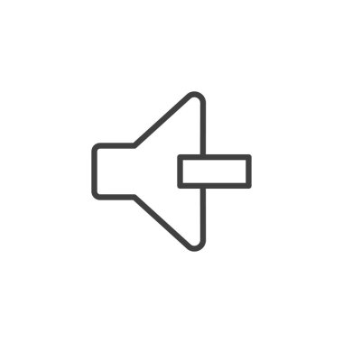 Sesi kıs düğmesi simgesi. Mobil konsept ve web tasarımı için doğrusal biçim işareti. Ses eksi dış hat vektör simgesi. Sembol, logo çizimi. Vektör grafikleri