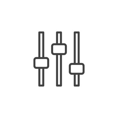 Ekolayzır kaydırma çizgisi simgesi. Mobil konsept ve web tasarımı için doğrusal biçim işareti. Ses ayarları vektör simgesini belirler. Sembol, logo çizimi. Vektör grafikleri