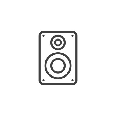 Ses hoparlörü simgesi. Mobil konsept ve web tasarımı için doğrusal biçim işareti. Müzik hoparlörü vektör simgesi. Sembol, logo çizimi. Vektör grafikleri