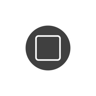 Vektör simgesini durdur. Mobil konsept ve web tasarımı için düz tabela. Medyacı durdurma simgesi. Sembol, logo çizimi. Vektör grafikleri