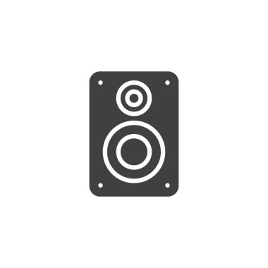 Ses hoparlörü vektör simgesi. Akustik sistem mobil konsept ve web tasarımı için düz tabela doldurdu. Müzik hoparlörü sembolü. Sembol, logo çizimi. Vektör grafikleri