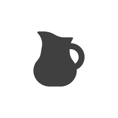 Süt sürahi vektör simgesi. Mobil konsept ve web tasarımı için düz tabela. Cam sürahi sütü simgesi. Sembol, logo çizimi. Vektör grafikleri