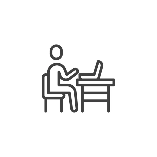 Leitungssymbol Für Büroarbeitsplätze Lineares Stilschild Für Mobiles Konzept Und Webdesign — Stockvektor