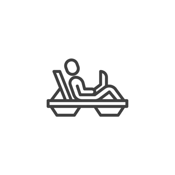 Mann Mit Laptop Sitzt Sesselschlange Lineares Stilschild Für Mobiles Konzept — Stockvektor