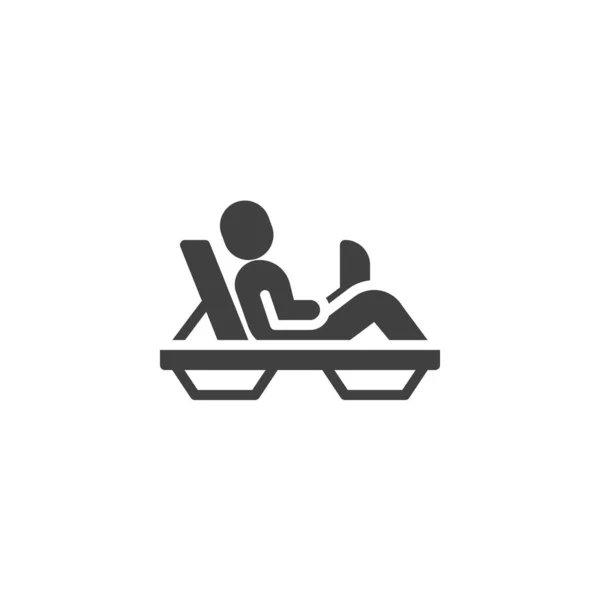 Man Laptop Sitting Lounge Chair Vector Icon Filled Flat Sign — Stock Vector