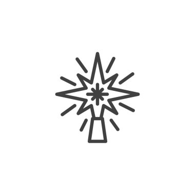 Noel yıldızı çizgisi ikonu. Mobil konsept ve web tasarımı için doğrusal biçim işareti. Noel ağacı yıldız çizgisi vektör ikonu. Sembol, logo çizimi. Vektör grafikleri