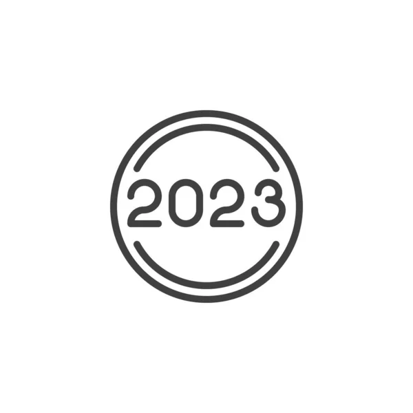 2023 Ícone Linha Adesivo Redondo Sinal Estilo Linear Para Conceito —  Vetores de Stock