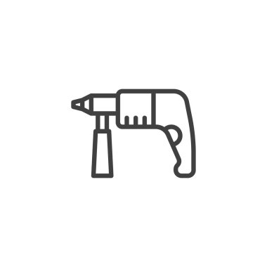 Çekiç matkabı çizgi simgesi. Mobil konsept ve web tasarımı için doğrusal biçim işareti. Sondaj anahat vektör simgesine etki et. Sembol, logo çizimi. Vektör grafikleri