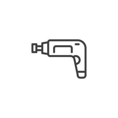 Elektrikli tornavida hattı simgesi. Mobil konsept ve web tasarımı için doğrusal biçim işareti. Kablosuz tornavida ana hatları vektör simgesi. Sembol, logo çizimi. Vektör grafikleri