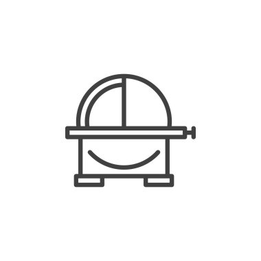 Disk zımpara makinesi çizgi simgesi. Mobil konsept ve web tasarımı için doğrusal biçim işareti. Güç Diski Sander vektör simgesini özetliyor. Sembol, logo çizimi. Vektör grafikleri