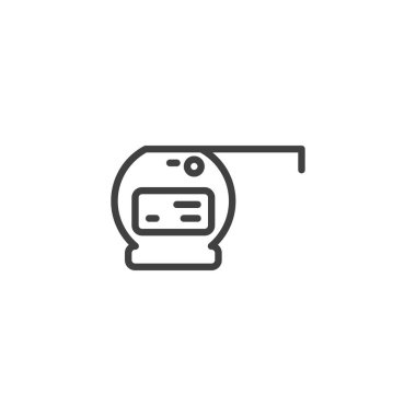 Lazer mezura çizgisi simgesi. Mobil konsept ve web tasarımı için doğrusal biçim işareti. Dijital Teyp Ölçüm ana hatları vektör simgesi. Sembol, logo çizimi. Vektör grafikleri