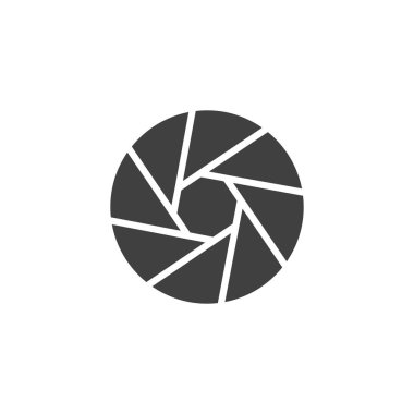 Kamera deklanşör vektör simgesi. Mobil konsept ve web tasarımı için düz tabela. Apandisit simgesi. Sembol, logo çizimi. Vektör grafikleri