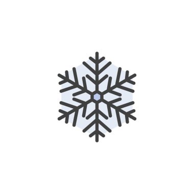 Kar tanesi doldurulmuş dış hat simgesi, çizgi vektör işareti, beyaz üzerine izole edilmiş doğrusal renkli resim. Kış sembolü, logo illüstrasyonu. Vektör grafikleri