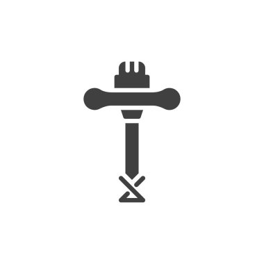 Beton karıştırıcı araç vektör simgesi. Mobil konsept ve web tasarımı için düz tabela. Taşınabilir çimento karıştırıcı simgesi. Sembol, logo çizimi. Vektör grafikleri