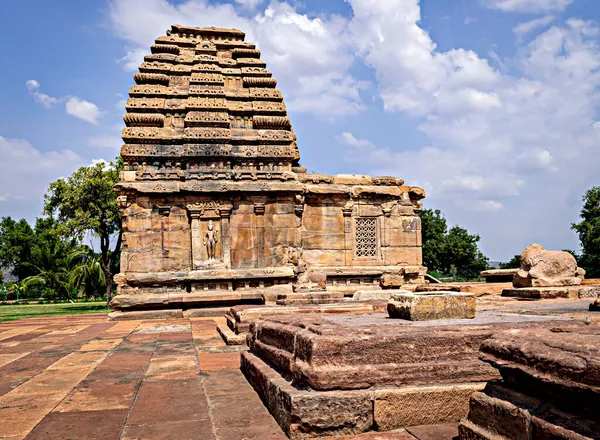 Antico Tempio Pietra Intagliata Dell Viii Secolo Aihole Karnataka India — Foto Stock