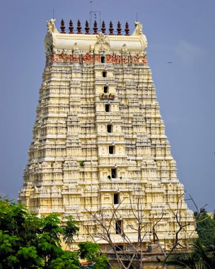 Rameswaram 'daki Ramanatha Swamy Tapınağı, Tamil Nadu, Hindistan. Yerel Tamilce metin Tanrı 'nın' Shiva Shiva 'anlamına gelir.