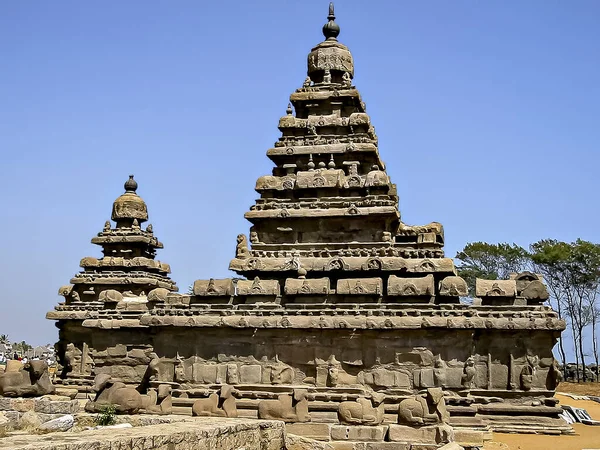 Datado Volta Século Templos Pedra Granito Único Costa Mahabalipuram Chennai — Fotografia de Stock