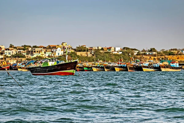 Bateaux Pêche Colorés Garés Beit Dwarka Gujrat Inde — Photo