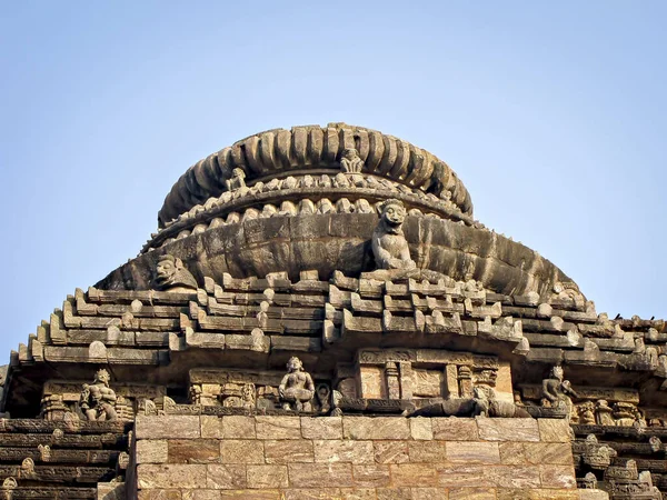 Närbild Den Snidade Kupolen Det Berömda Soltemplet Konark Indien — Stockfoto