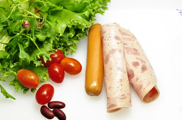 Ham and sausage — Stock Photo, Image